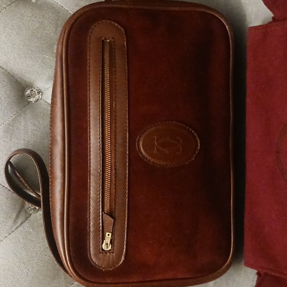 Vintage Cartier Sued & Leather Crossbody/ Shoulder Bag & Cartier Wallet